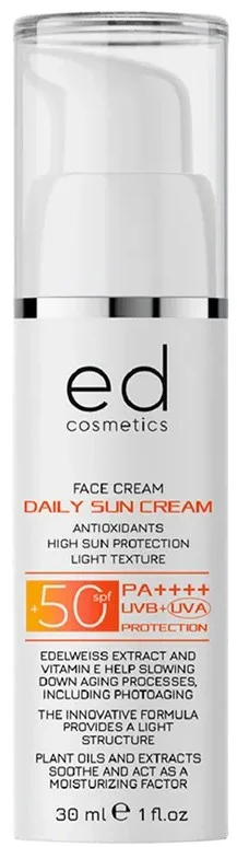 Денний сонцезахисний крем із SPF 50 / DAILY SUN CREAM SPF 50 / ED Cosmetics