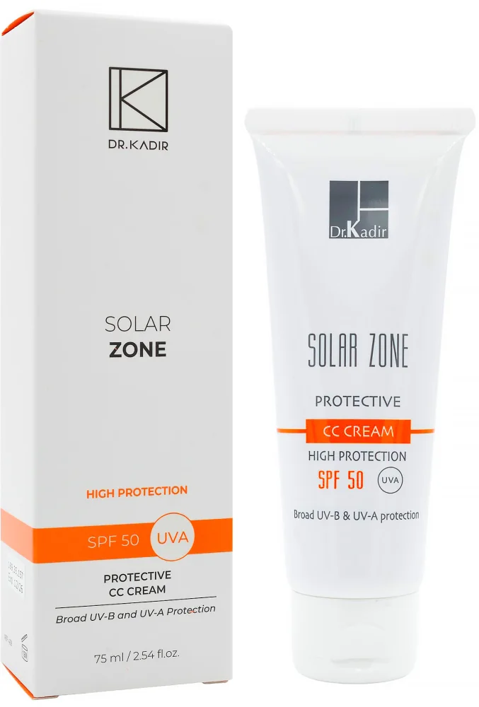 Сонцезахисний зволожуючий СС-крем з тоном SPF50+ / Solar Zone protective CC cream SPF50+ / Dr.Kadir