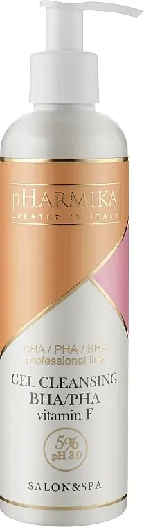 Очищаючий гель з РНА/ВНА кислотами / Cleansing gel BHA/PHA & vitamin F 5% рН 3.0 / pHarmika