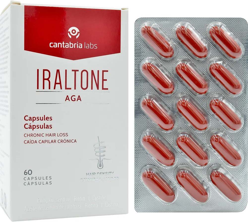 Капсули для боротьби з хронічною втратою волосся /  IRALTONE AGA Capsules / Cantabria labs купить