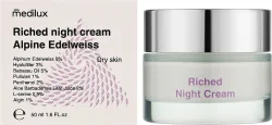 Ночной крем для сухой кожи с Эдельвейсом обогащен пептидами / Riched night cream Alpine Edelweiss / MEDILUX
