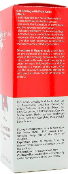 Гель-пілінг із фруктовими кислотами / P. K. A. GEL EXFOLIATOR Peeling & fruit acids AHA ph – 2,1 / Medactive купить