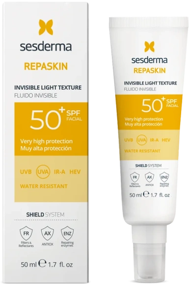 Сонцезахисний флюїд для обличчя / Repaskin Invisible Light Texture SPF50+ / Sesderma