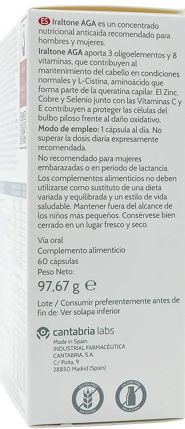Капсулы для борьбы с хронической потерей волос /  IRALTONE AGA Capsules / Cantabria labs