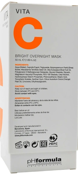 Ночная увлажняющая маска вит. C / VITA C bright overnight mask / pHformula купить