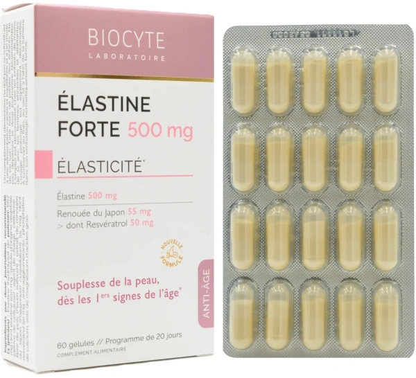 Морський еластин, відновлення пружності шкіри / Elastine Forte 500 mg / Biocyte купить
