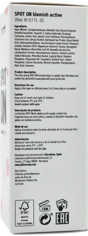 Крем против высыпаний акне / A.C. spot-on blemish / pHformula купить