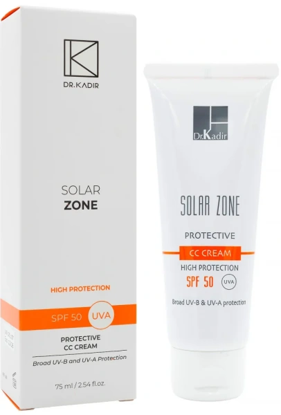 Сонцезахисний зволожуючий СС-крем з тоном SPF50+ / Solar Zone protective CC cream SPF50+ / Dr.Kadir