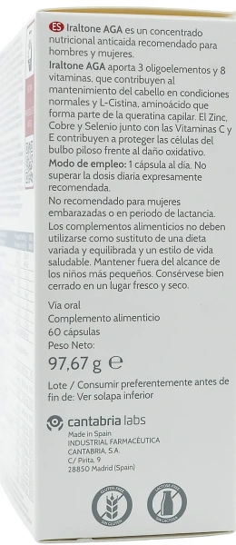 Капсули для боротьби з хронічною втратою волосся /  IRALTONE AGA Capsules / Cantabria labs купить