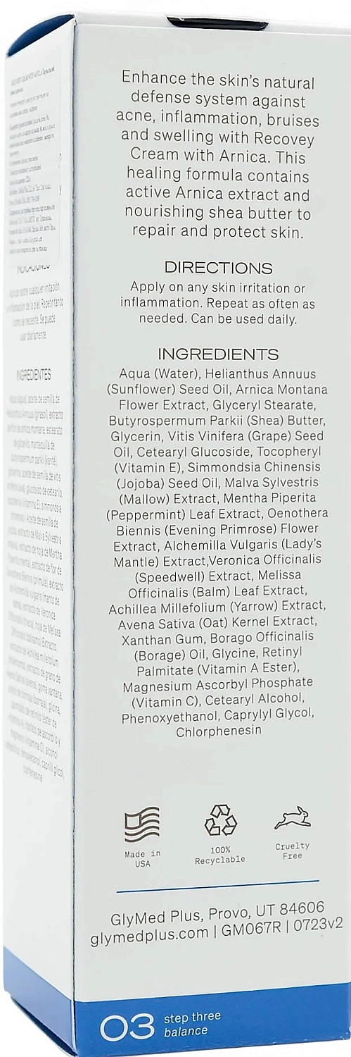 Заспокійливий крем із арнікою / Recovery Cream with Arnica / GlyMed Plus