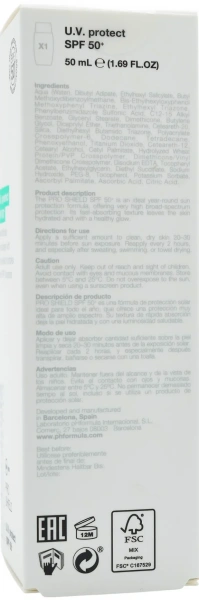 Сонцезахисний крем з SPF50+ UVA/UVB / U.V. protect SPF 50+ PRO SHIELD / pHformula купить