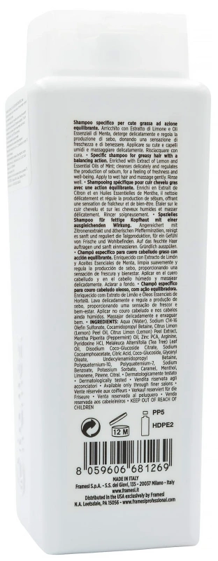 Шампунь для регуляции липидного баланса кожи / Morphosis Balance Shampoo / Framesi купить