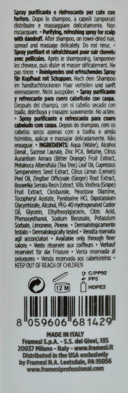 Спрей против перхоти для чувствительной кожи / Morphosis Purifying Spray / Framesi купить
