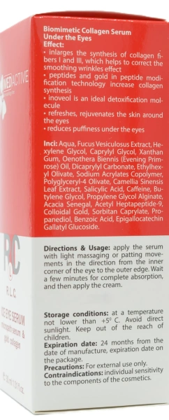 Біоміметична колагенова сироватка під очі / R. L. C. ICE EYE SERUM micropath serum & gold collagen ph – 5,0 – 6,0 /  Medactive купить