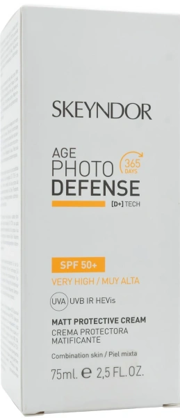 Матуючий захисний крем SPF 50+ / Matt protective cream SPF 50+ Age Photo Defense / Skeyndor купить