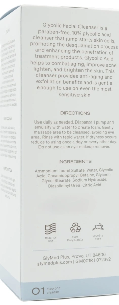 Гель для вмивання з гліколевою кислотою / Glycolic Facial Cleanser with 10% Glycolic Acid / GlyMed Plus