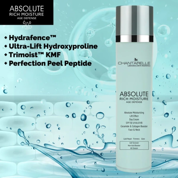 Денний крем SPF30 UVA/UVB з ліфтинг-ефектом / Absolute Moisturising Lift Effect Day Cream SPF30 UVA/UVB Ceramide & Collagen Booster Face & Neck/ Chantarelle купить