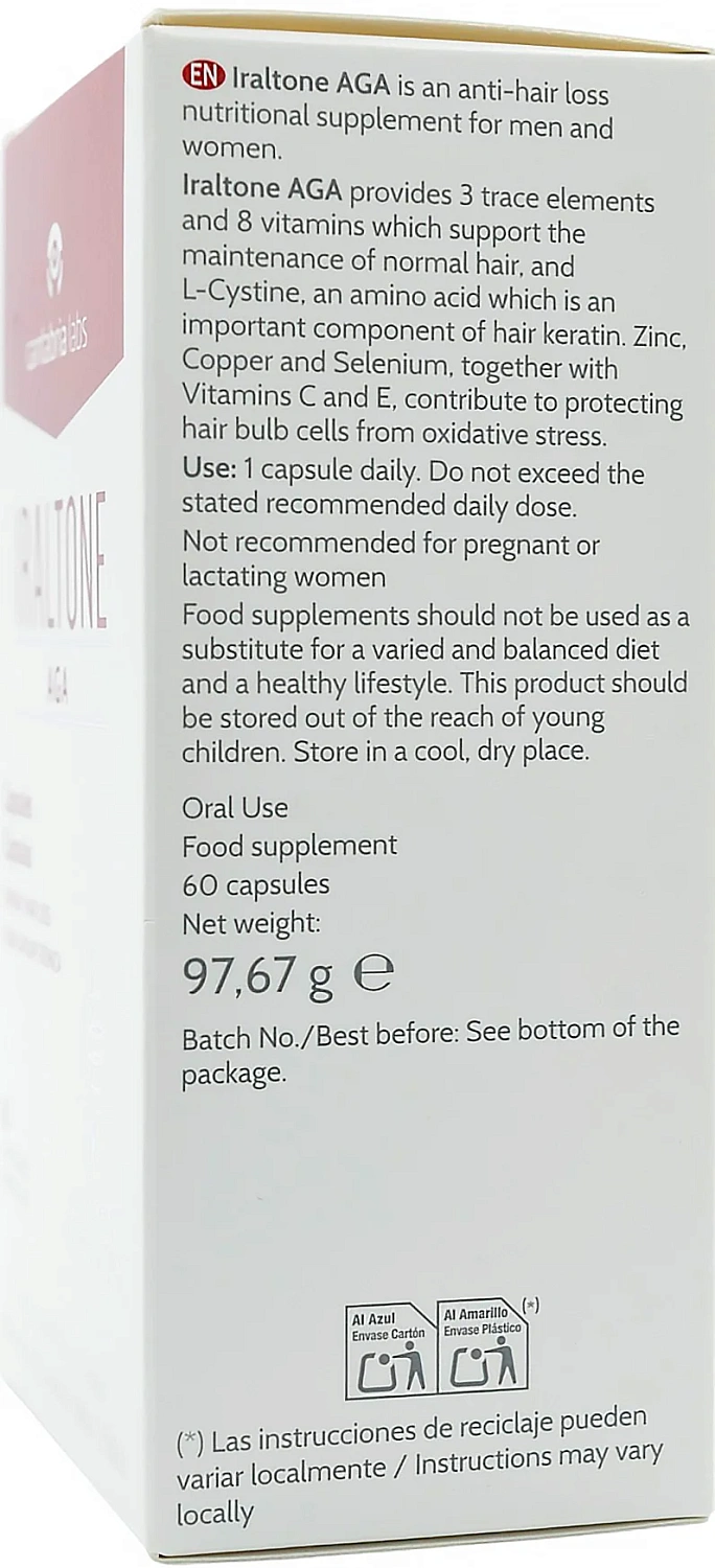 Капсулы для борьбы с хронической потерей волос /  IRALTONE AGA Capsules / Cantabria labs