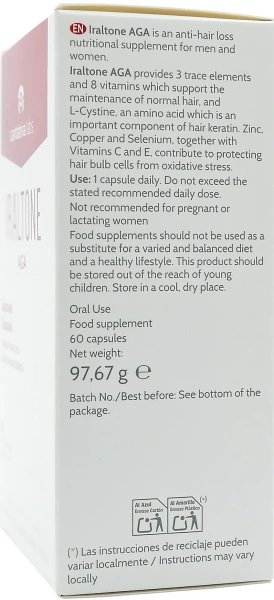 Капсулы для борьбы с хронической потерей волос /  IRALTONE AGA Capsules / Cantabria labs купить