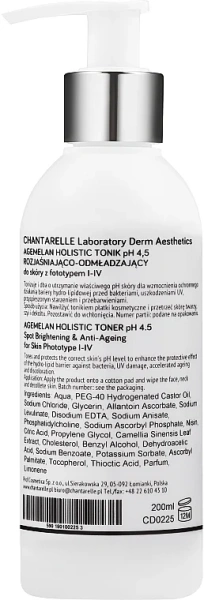 Освітлюючий та омолоджуючий тонік pH 4,5 /  Agemelan Holistic Toner pH 4.5 / Chantarelle купить