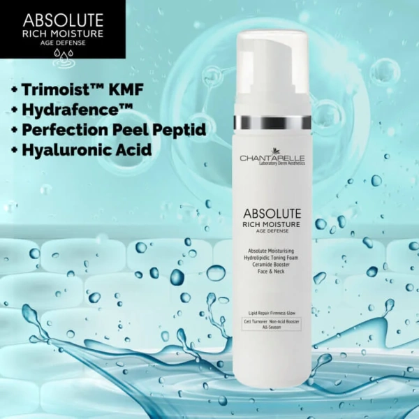 Гідроліпідна тонізуюча пінка для обличчя та шиї / Absolute Moisturising Hydrolipidic Toning Foam Ceramide Booster Face & Neck / Chantarelle купить