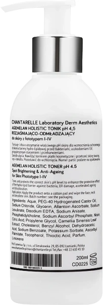 Осветляющий и омолаживающий тоник pH 4,5 /  Agemelan Holistic Toner pH 4.5 / Chantarelle купить