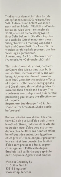 Питний коктейль з натуральним соком Алое Віра / ALOE VERA VITALITY DRINK / Dr. Spiller купить
