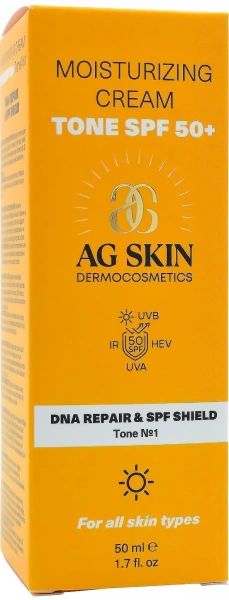 Увлажняющий крем с тоном / Moisturising cream tone SPF 50+ AG Skin / AG Skin
