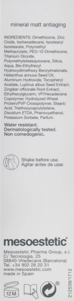 Миниральная матирующая антивозростная сыворотка / Mineral matt antiaging fluid SPF50 Mesoestetic купить