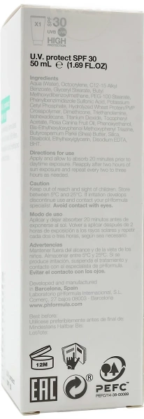 Сонцезахисний UVA-UVB крем SPF30+ / U.V. protect SPF30+ / pHformula купить