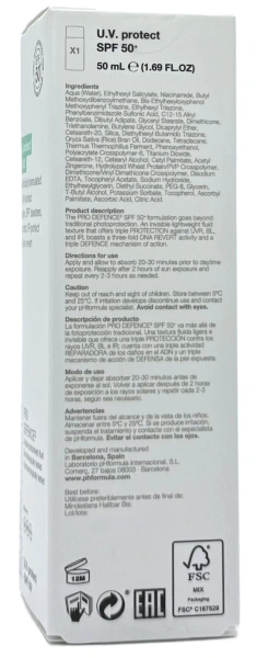 Солнцезащитный крем / U.V. protect SPF50+ PRO DEFENCE3 / pHformula купить