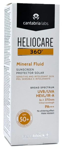 Рідкий сонцезахисний крем із 100% мінеральними фільтрами / HELIOCARE 360º Mineral Fluid SPF 50+ / Cantabria Labs купить